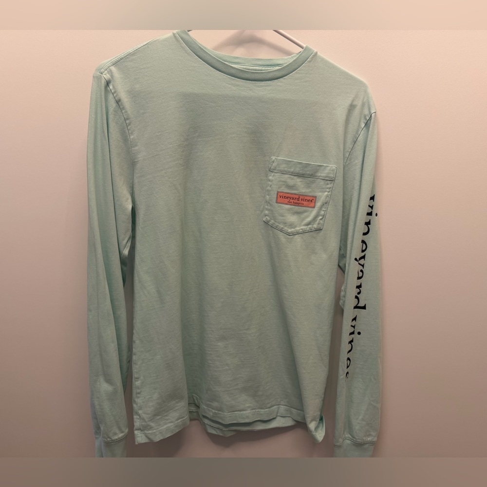 Vineyard Vines Long-Sleeve Pocket Tee East Hampton - Mint Green w/ Logo Sleeve